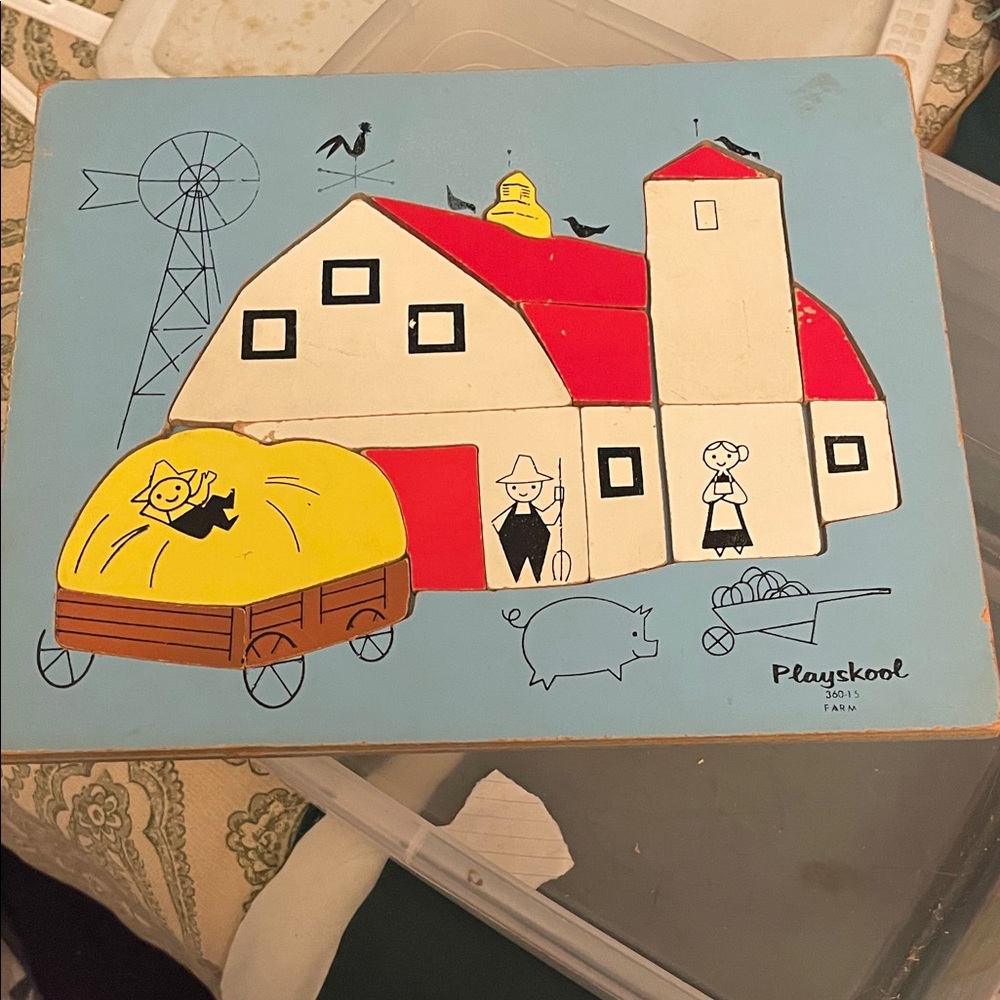 Playskool Farm Puzzle with Red and Blue Design